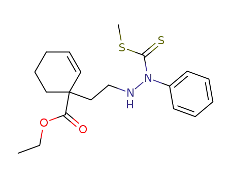 2-Cyclohexene-1-carboxylic acid,
1-[2-[2-[(methylthio)thioxomethyl]-2-phenylhydrazino]ethyl]-, ethyl ester