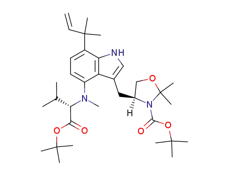 t-Butyl (S,S)-N-<3-<(3-t-butoxycarbonyl-2,2-dimethyloxazolidin-4-yl)-methyl>-7-(2-methyl-3-buten-2-yl)-4-indolyl>-N-methylvalinate