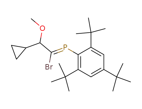 Molecular Structure of 879981-64-3 (Phosphine,
(1-bromo-2-cyclopropyl-2-methoxyethylidene)[2,4,6-tris(1,1-dimethyleth
yl)phenyl]-, (1Z)-)