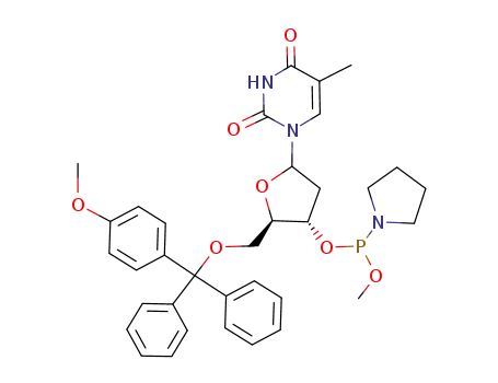 Thymidine, 5'-O-[(4-methoxyphenyl)diphenylmethyl]-, 3'-(methyl
1-pyrrolidinylphosphonite)
