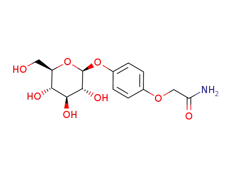 Molecular Structure of 89790-23-8 (2-[4-((2S,3R,4S,5S,6R)-3,4,5-Trihydroxy-6-hydroxymethyl-tetrahydro-pyran-2-yloxy)-phenoxy]-acetamide)