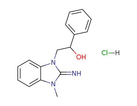 Molecular Structure of 109753-31-3 (1H-Benzimidazole-1-ethanol, 2,3-dihydro-2-imino-3-methyl-a-phenyl-,
monohydrochloride)