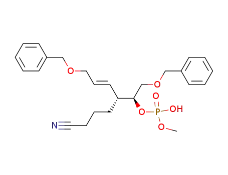 Phosphoric acid (1S,2R)-1-benzyloxymethyl-2-((E)-3-benzyloxy-propenyl)-5-cyano-pentyl ester methyl ester