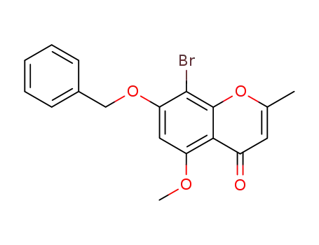 Molecular Structure of 138459-40-2 (4H-1-Benzopyran-4-one,
8-bromo-5-methoxy-2-methyl-7-(phenylmethoxy)-)