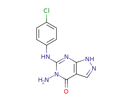 4H-Pyrazolo(3,4-d)pyrimidin-4-one, 1,5-dihydro-5-amino-6-((4-chlorophenyl)amino)-