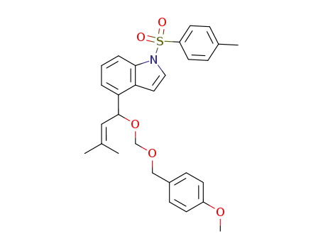 Molecular Structure of 118617-86-0 (4-[1-(4-Methoxy-benzyloxymethoxy)-3-methyl-but-2-enyl]-1-(toluene-4-sulfonyl)-1H-indole)