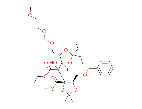 ethyl [2R,2(1R,2S),3S,4R]-5-benzyloxy-2-[1,2-(diethylmethylenedioxy)-3-[(2-methoxyethoxy)methoxy]propyl]-3,4-(dimethylmethylenedioxy)-2-hydroxy-3-(methylthio)carbonylpentanoate
