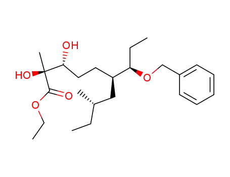 Molecular Structure of 873000-85-2 (Decanoic acid,
2,3-dihydroxy-2,8-dimethyl-6-[(1R)-1-(phenylmethoxy)propyl]-, ethyl
ester, (2S,3R,6R,8S)-)