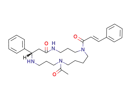 Molecular Structure of 85559-65-5 (1,5,9,13-Tetraazacycloheptadecan-6-one,13-acetyl-1-[(2E)-1-oxo-3-phenyl-2-propen-1-yl]-8-phenyl-, (8S)-)