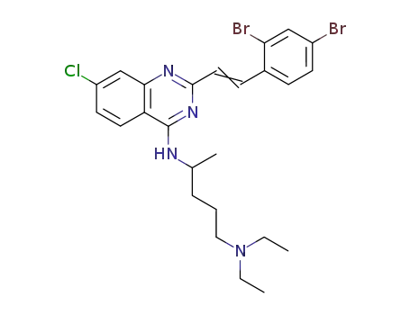 Molecular Structure of 69258-56-6 (N~4~-{7-chloro-2-[(E)-2-(2,4-dibromophenyl)ethenyl]quinazolin-4-yl}-N~1~,N~1~-diethylpentane-1,4-diamine)