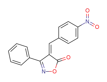 Molecular Structure of 61588-01-0 (5(4H)-Isoxazolone, 4-[(4-nitrophenyl)methylene]-3-phenyl-, (Z)-)