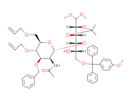 4-O-(2-acetamido-4,6-di-O-allyl-3-O-benzyl-2-deoxy-α-D-glucopyranosyl)-6-O-p-anisyldiphenylmethyl-2,3-O-isopropylidene-aldehydo-L-idose dimethyl acetal