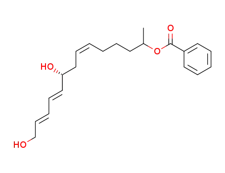 Molecular Structure of 117567-69-8 (13(RS)-benzoyloxy-tetradeca-2(E),4(E),8(Z)-triene-1,6(R)-diol)