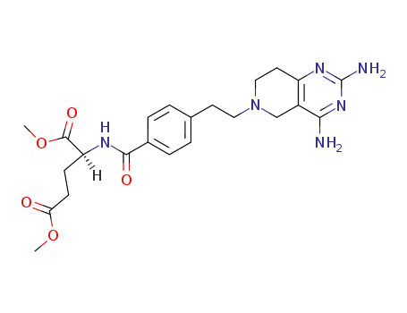 Molecular Structure of 121187-76-6 ((S)-2-{4-[2-(2,4-Diamino-7,8-dihydro-5H-pyrido[4,3-d]pyrimidin-6-yl)-ethyl]-benzoylamino}-pentanedioic acid dimethyl ester)