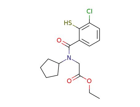 Molecular Structure of 89479-63-0 (Glycine, N-(3-chloro-2-mercaptobenzoyl)-N-cyclopentyl-, ethyl ester)