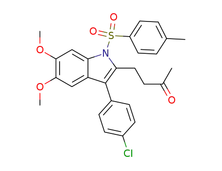 Molecular Structure of 920457-61-0 (4-[3-(4-chlorophenyl)-5,6-dimethoxy-1-(4-methylphenylsulfonyl)-1H-2-indolyl]-2-butanone)