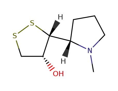 Molecular Structure of 103781-95-9 (3,4-cis-3,2'-threo-4-Hydroxy-3-(1-methylpyrrolidin-2-yl)-1,2-dithiolane)