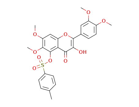 Molecular Structure of 124909-97-3 (Toluene-4-sulfonic acid 2-(3,4-dimethoxy-phenyl)-3-hydroxy-6,7-dimethoxy-4-oxo-4H-chromen-5-yl ester)