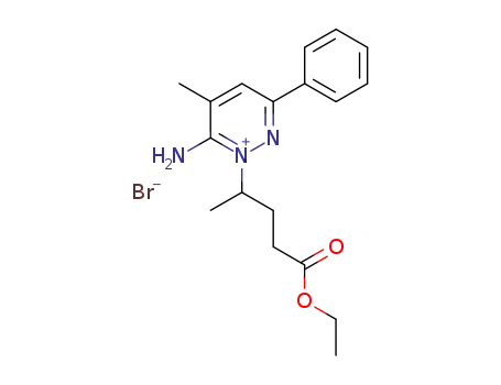 Molecular Structure of 105537-95-9 (6-Amino-1-(3-ethoxycarbonyl-1-methyl-propyl)-5-methyl-3-phenyl-pyridazin-1-ium; bromide)