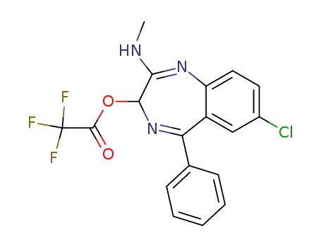 Molecular Structure of 89722-87-2 (Acetic acid, trifluoro-,
7-chloro-2-(methylamino)-5-phenyl-3H-1,4-benzodiazepin-3-yl ester)