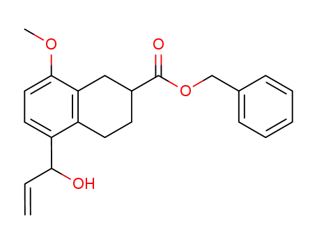 Molecular Structure of 80371-12-6 (5-(1-Hydroxy-allyl)-8-methoxy-1,2,3,4-tetrahydro-naphthalene-2-carboxylic acid benzyl ester)