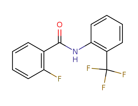 Molecular Structure of 2053-94-3 (2-Fluoro-N-[2-(trifluoroMethyl)phenyl]benzaMide, 97%)