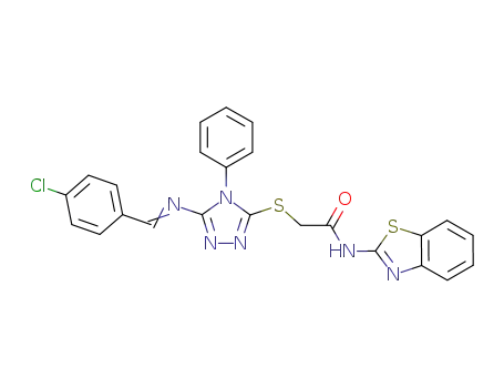 Molecular Structure of 1214883-51-8 (N-(benzothiazol-2-yl)-2-{5-[(4-chlorobenzylidene)-amino]-4-phenyl-4H-1,2,4-triazole-3-ylsulfanyl}-acetamide)
