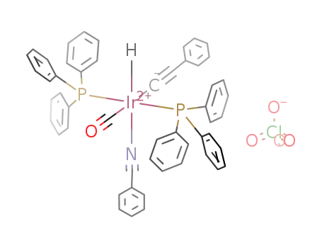 Ir(H)(CO)(NCC<sub>6</sub>H<sub>5</sub>)(P(C<sub>6</sub>H<sub>5</sub>)3)2(CCC<sub>6</sub>H<sub>5</sub>)<sup>(1+)</sup>*ClO<sub>4</sub><sup>(1-)</sup>=(IrH(CO)(C<sub>7</sub>H<sub>5</sub>N)(C<sub>18</sub>H<sub>15</sub>P)2(C<sub>8</sub>H<sub>5</sub>))ClO<sub>4</sub>