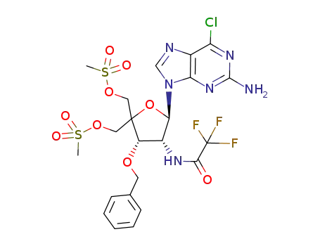 methanesulfonic acid 5-(2-amino-6-chloro-purin-9-yl)-3-benzyloxy-2-methanesulfonyloxymethyl-4-(2,2,2-trifluoro-acetylamino)-tetrahydro-furan-2-ylmethyl ester