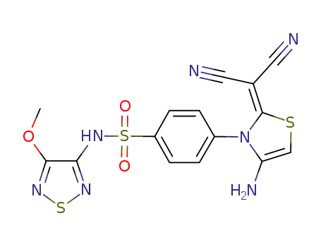Molecular Structure of 1217859-27-2 (4-(4-amino-2-(dicyanomethylene)thiazol-3-(2H)-yl)-N-(4-methoxy-1,2,5-thiadiazol-3-yl)benzenesulfonamide)