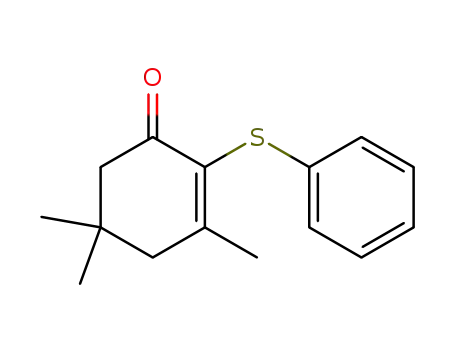 Molecular Structure of 53577-28-9 (2-Cyclohexen-1-one, 3,5,5-trimethyl-2-(phenylthio)-)
