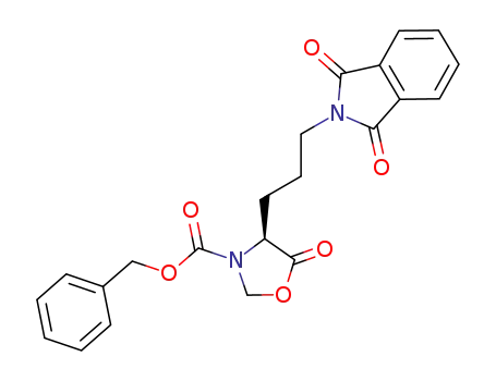 Molecular Structure of 167016-72-0 (phenylmethyl (4S)-4-[3-(1,3-dihydro-1,3-dioxo-2H-isoindol-2-yl)propyl]-5-oxo-1,3-oxazolidine-3-carboxylate)