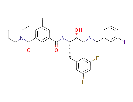 Molecular Structure of 388063-46-5 (N1-((2S,3R)-1-(3,5-difluorophenyl)-3-hydroxy-4-((3-iodobenzyl)amino)butan-2-yl)-5-methyl-N3,N3-dipropylisophthalamide)