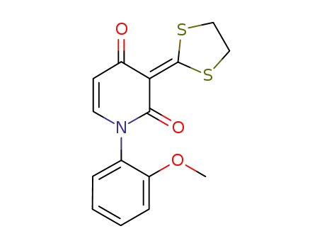 Molecular Structure of 1115256-14-8 (3-(1,3-dithiolan-2-ylidene)-1-(2-methoxyphenyl)pyridine-2,4(1H,3H)-dione)