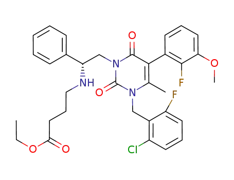 ethyl (R)-4-{2-[5-(2-fluoro-3-methoxyphenyl)-3-(2-chloro-6-fluorobenzyl)-4-methyl-2,6-dioxo-3,6-dihydro-2H-pyrimidin-1-yl]-1-phenylethylamino}butyrate