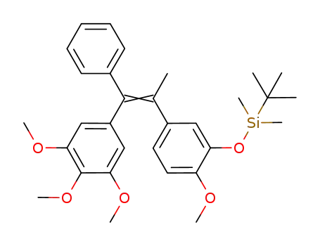 Molecular Structure of 1194952-62-9 (2-{[3'-(tert-butyldimethylsilyl)oxy]-4'-methoxyphenyl}-1-phenyl-1-(3'',4'',5''-trimethoxyphenyl)-prop-1-ene)