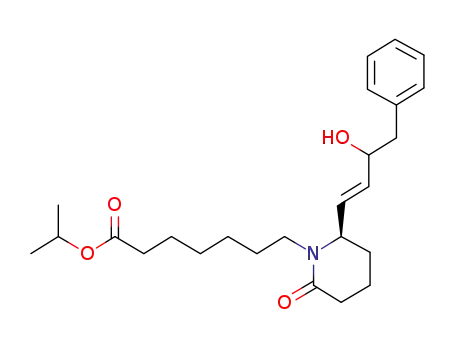 Molecular Structure of 802906-90-7 (1-Piperidineheptanoic acid,
2-[(1E)-3-hydroxy-4-phenyl-1-butenyl]-6-oxo-, 1-methylethyl ester, (2R)-)