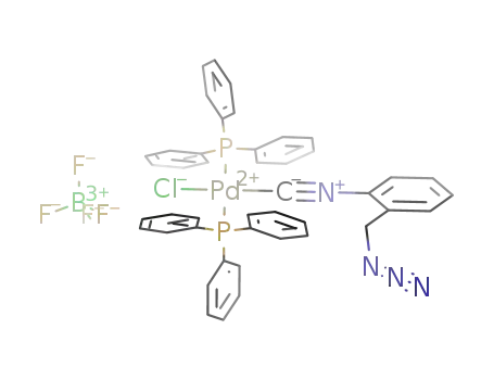 Molecular Structure of 676491-68-2 (trans-chlorobis(triphenylphosphine)(2-(azidomethyl)phenylisocyanido)palladium tetrafluoroborate)