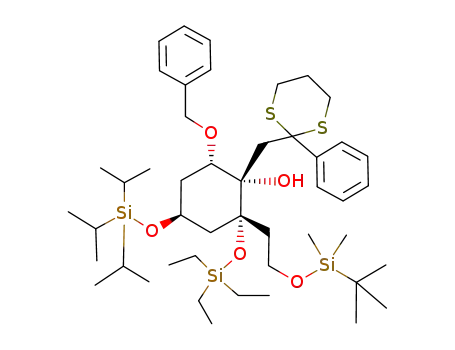 Cyclohexanol,
2-[2-[[(1,1-dimethylethyl)dimethylsilyl]oxy]ethyl]-1-[(2-phenyl-1,3-dithian-
2-yl)methyl]-6-(phenylmethoxy)-2-[(triethylsilyl)oxy]-4-[[tris(1-methylethyl)
silyl]oxy]-, (1S,2R,4S,6S)-
