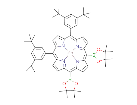 Molecular Structure of 1187734-92-4 (5,10-bis[3,5-di(tert-butyl)phenyl]-15,20-bis(4,4,5,5-tetramethyl-[1,3,2]dioxaborolan-2-yl)porphyrinato-N<sup>(21)</sup>,N<sup>(22)</sup>,N<sup>(23)</sup>,N<sup>(24)</sup>zinc(II))
