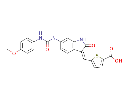 (Z)-5-{6-[3-(4-methoxyphenyl)-ureido]-2-oxo-1,2-dihydro-indol-3-ylidene-methyl}thiophene-2-carboxylic acid