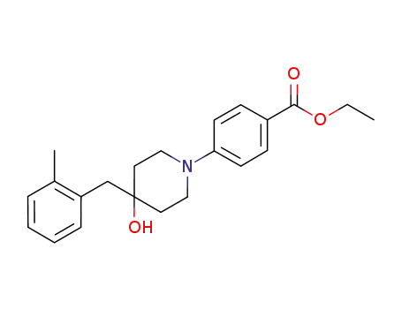Molecular Structure of 926933-64-4 (Benzoic acid, 4-[4-hydroxy-4-[(2-methylphenyl)methyl]-1-piperidinyl]-,
ethyl ester)