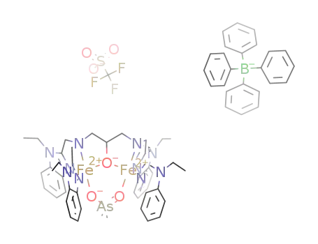 Molecular Structure of 1178891-43-4 ([Fe2(N,N,N',N'-tetrakis(2-benzimidazolylmethyl)-2-hydroxy-1,3-diaminopropane(-1H))(μ-O2AsMe2)](BPh4)(OTf))