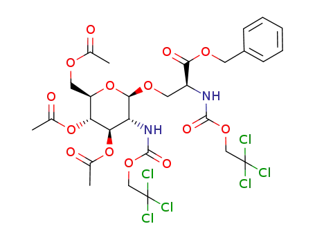 benzyl N-trichloroethoxycarbonyl-O-[3,4,6-tri-O-acetyl-2-N-trichloroethoxycarbonyl-β-D-glucopyranosyl]-L-serinate