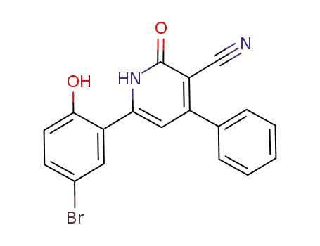 Molecular Structure of 491871-58-0 (3-Cyano-4-phenyl-6-(3-bromo-6-hydroxy)phenyl-2(1H)-pyridone)