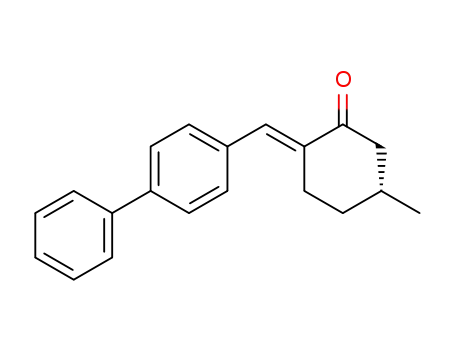 Molecular Structure of 591247-79-9 (Cyclohexanone, 2-([1,1'-biphenyl]-4-ylmethylene)-5-methyl-, (2E,5R)-)