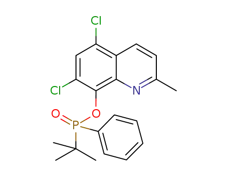 Molecular Structure of 1227180-25-7 (5,7-dichloro-2-methylquinolin-8-yl tert-butyl(phenyl)posphinate)