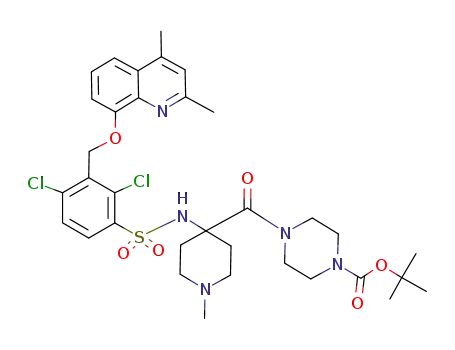 4-{4-[2,4-dichloro-3-(2,4-dimethyl-quinolin-8-yloxymethyl)-benzenesulfonylamino]-1-methyl-piperidine-4-carbonyl}-piperazine-1-carboxylic acid <i>tert</i>-butyl ester