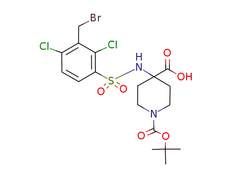 4-(3-bromomethyl)-2,4-dichloro-phenylsulfonamido-1-(tert-butoxycarbonyl)piperidine-4-carboxylic acid