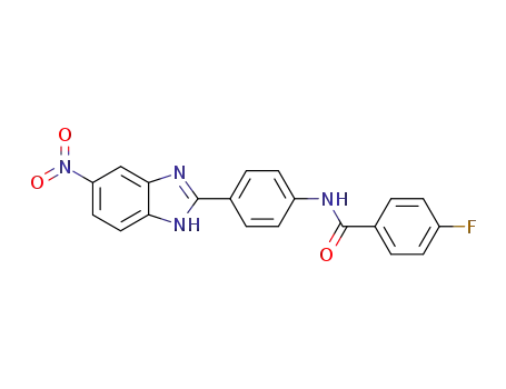 Molecular Structure of 1026492-55-6 (4-fluoro-<i>N</i>-[4-(5-nitro-1<i>H</i>-benzoimidazol-2-yl)-phenyl]-benzamide)